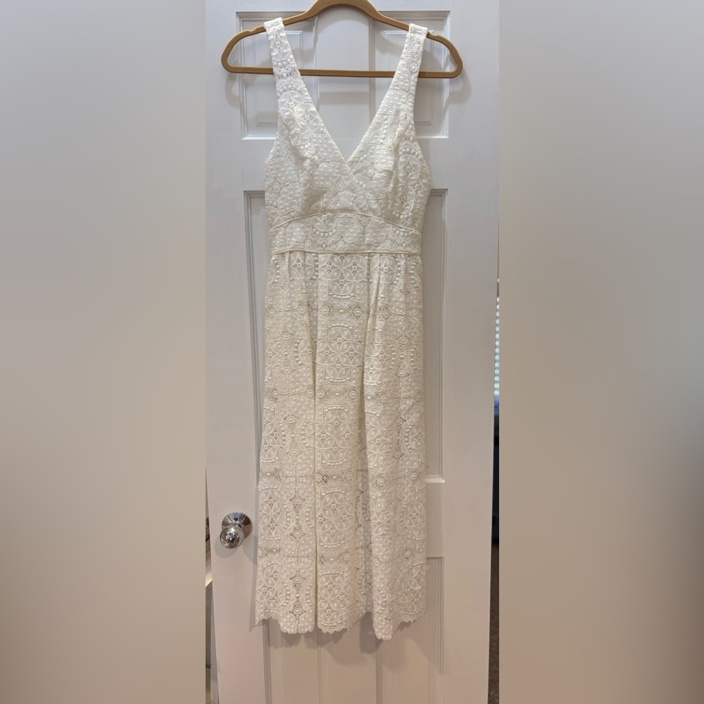 Maje Cream Lace Midi Dress
